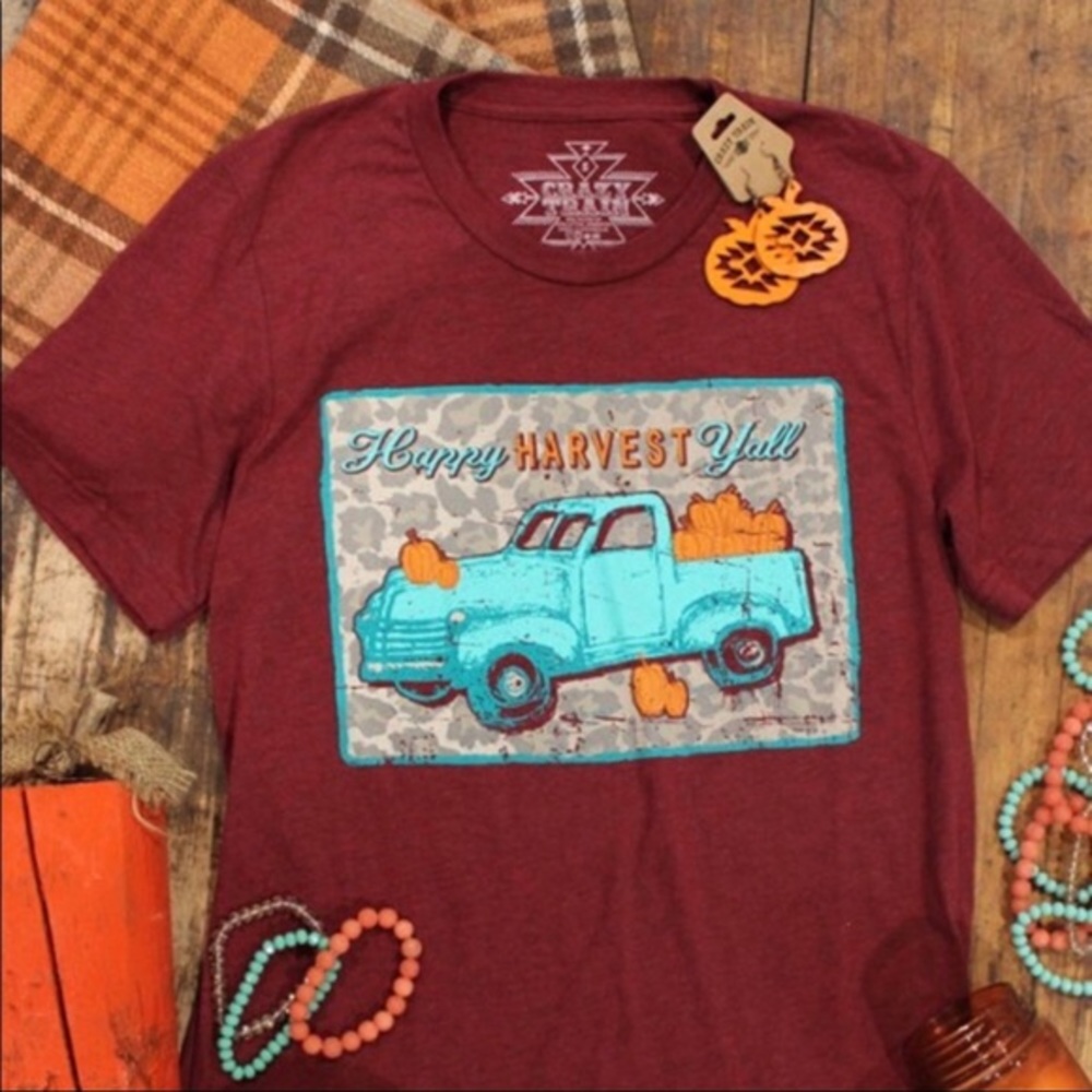 💯 NEW Crazy Train T-Shirt Pumpkin Turquoise Maroon